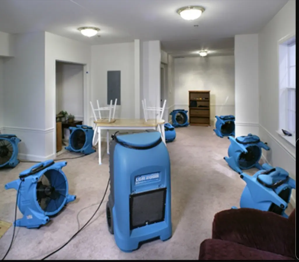 Air movers and dehumidifier setup for Water Extraction & Removal in Vermilion